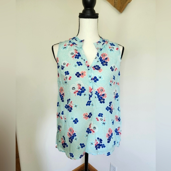 Talbots Floral Sleeveless Shirt - Blue and Pink - Picture 1 of 4